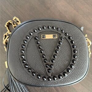 Valentino Black Crossbody Bag with Studded V Design